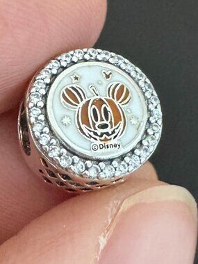 Pandora Mickey Pumpkin Ghost Button Charm Halloween 2024 Exclusive Charm Bead